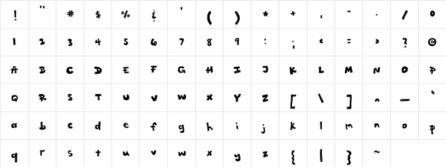 RattyTatty Medium  glyph index