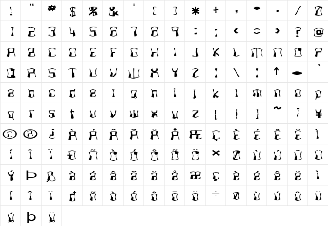 FZ WARPED 4 EX Normal  glyph index