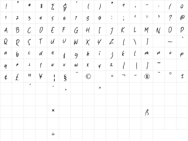 Natural Solid Regular  glyph index