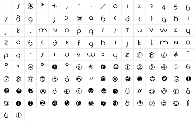 TschichLightFS Regular  glyph index
