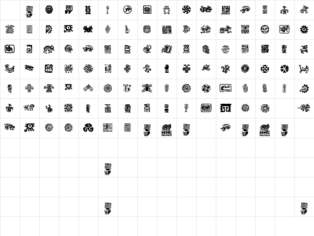 Aztecs Icons Regular  glyph index