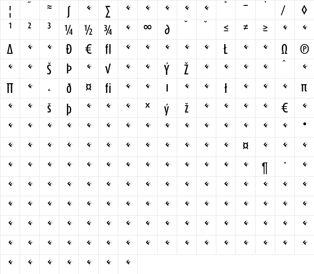 DaxCompact-MediumExpert Regular  glyph index