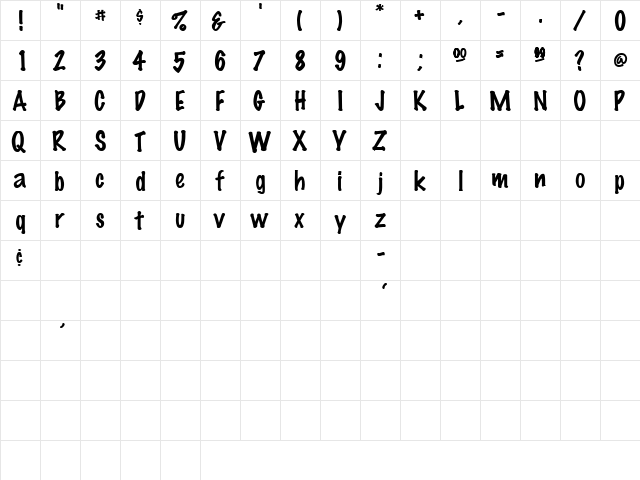 FlairSSK Regular  glyph index