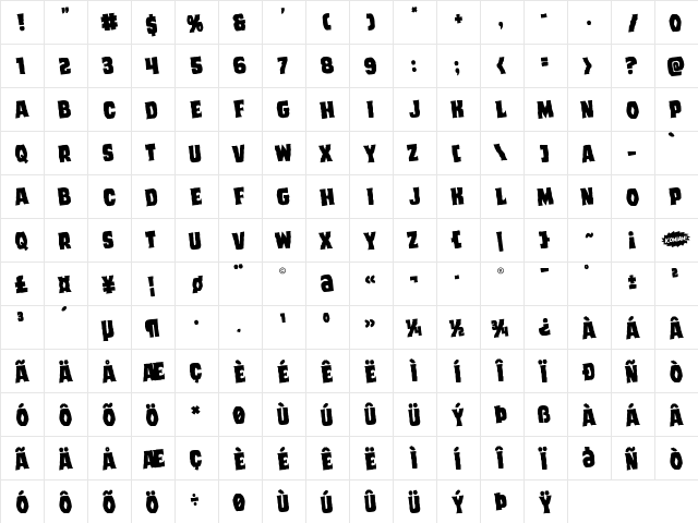 Dusk Demon Rotated Regular  glyph index