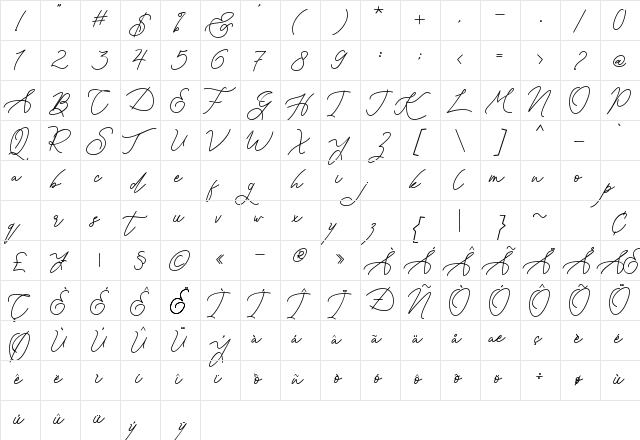 Kanaggawa Regular  glyph index