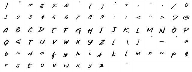 Gojira Black Regular  glyph index