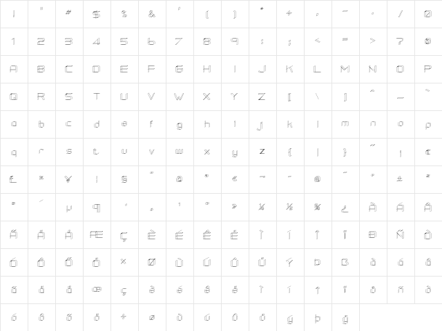RM Squarial 3D Regular  glyph index