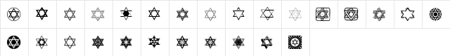 SL Star of David Regular  glyph index