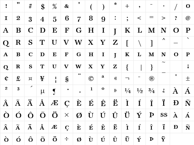 Becker Antiqua Caps Med Regular  glyph index