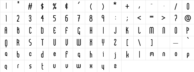 AB FatChic Regular  glyph index