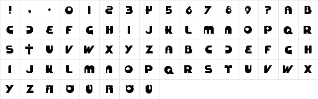 Zuckerbrot Regular  glyph index