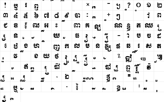 Kbach New Normal  glyph index