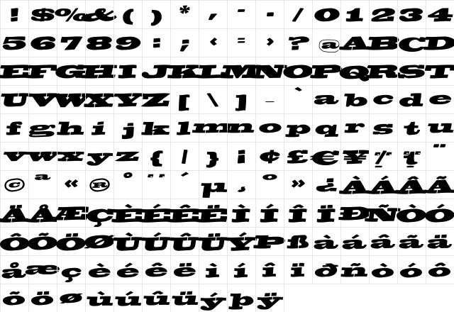 BigSwingingSlabS Medium Italic  glyph index