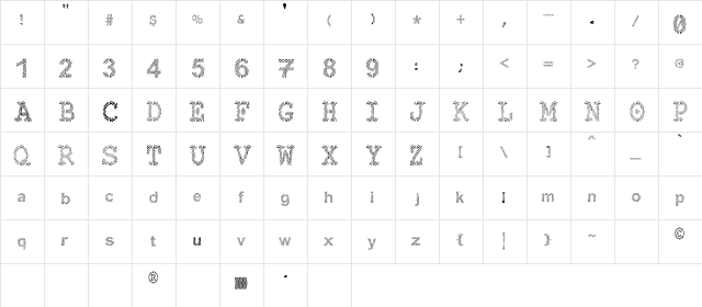 Gimcracks Regular  glyph index