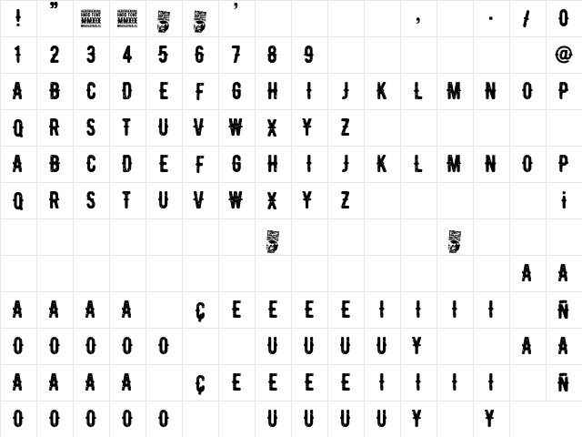 heartbreaking Regular  glyph index