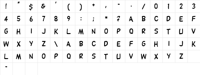 DupuyHeavy Regular  glyph index