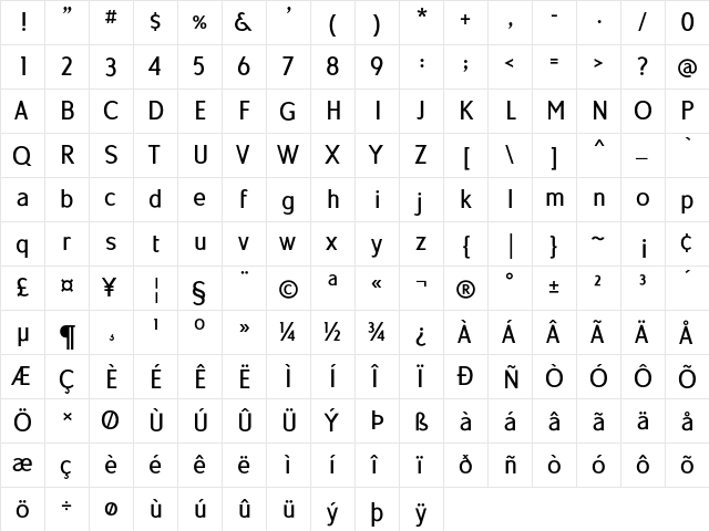 Kiamat Doomsday Demi Bold Regular  glyph index