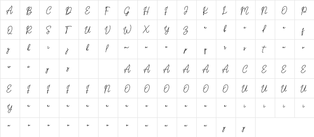 Barier Signature Personal Use  glyph index