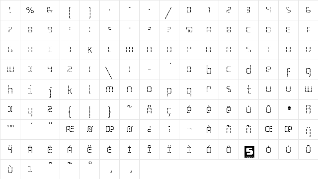S Selfism Regular  glyph index