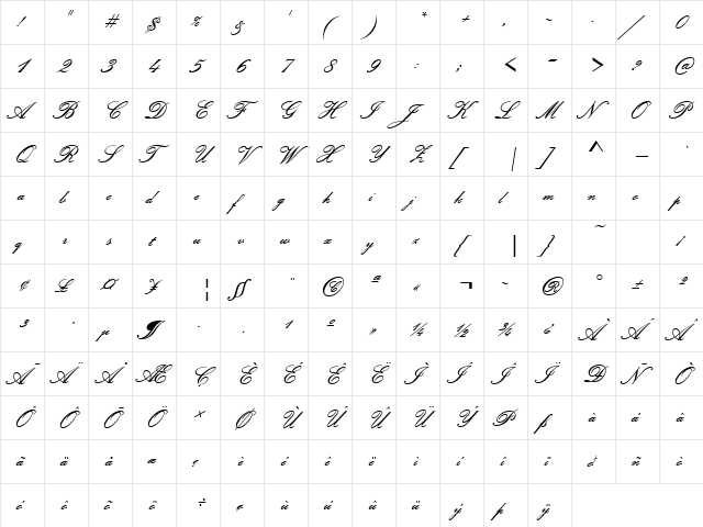 URWPolluxScrNo2JoiD Regular  glyph index