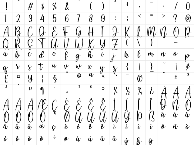 hey butterfly Regular  glyph index