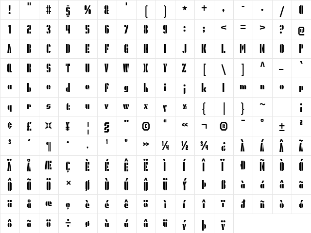 President Gas Regular  glyph index