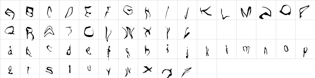 Willo the Wisp Regular  glyph index