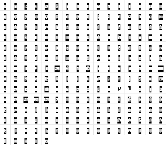 a_VizoraCmB&W Regular  glyph index