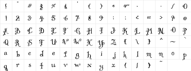 LOT Century Regular  glyph index