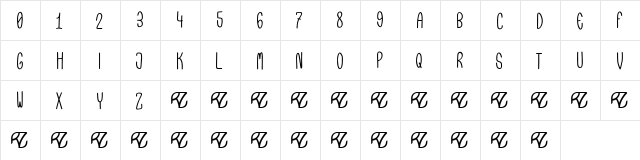 Pevitta Typeface  glyph index