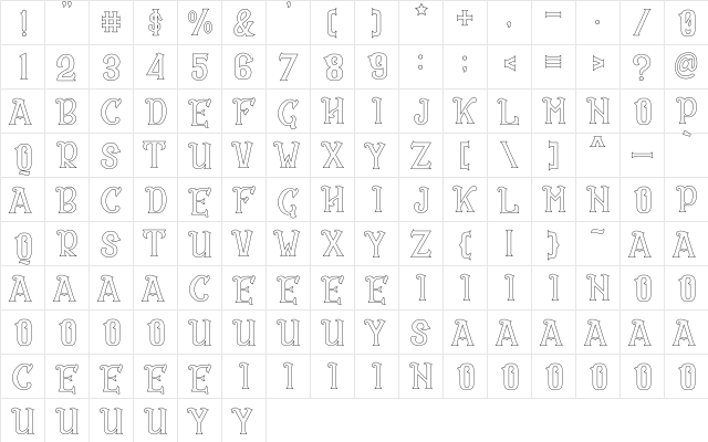 CS Rosalia Outline Regular  glyph index