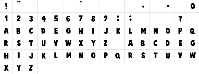 Cartoonist Kooky  glyph index