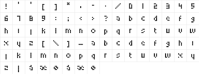Looksky Font Regular  glyph index