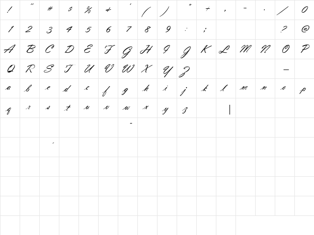 AL Aunt Marie Regular  glyph index