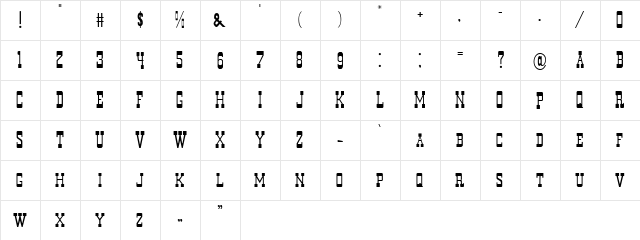 Decree Thin Regular  glyph index