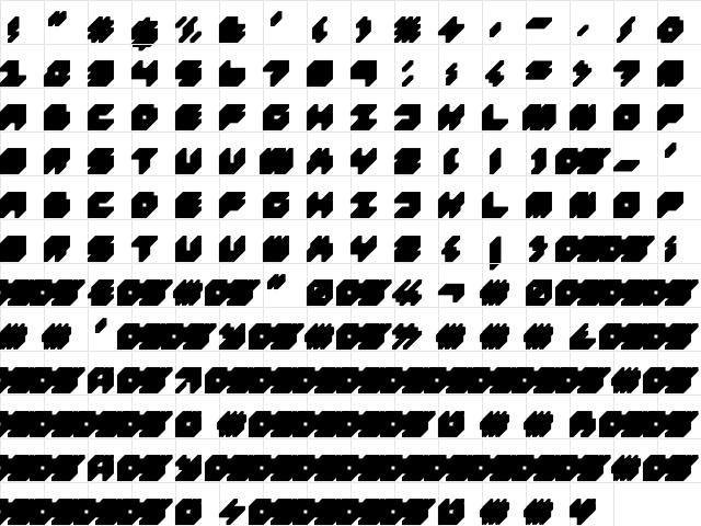 DS Clone3D Regular  glyph index