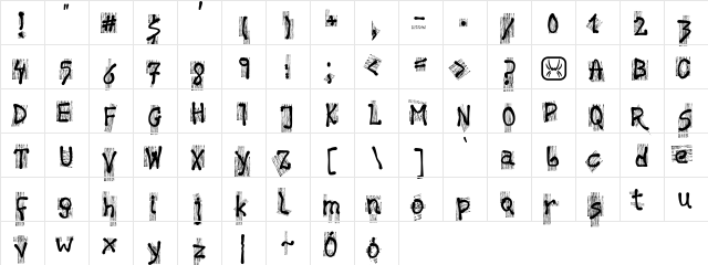 History Brush Regular  glyph index