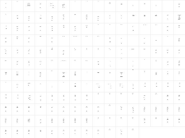 PrimaryStone Regular  glyph index