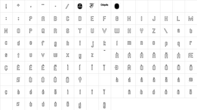 Chiquita Outlined Regular  glyph index