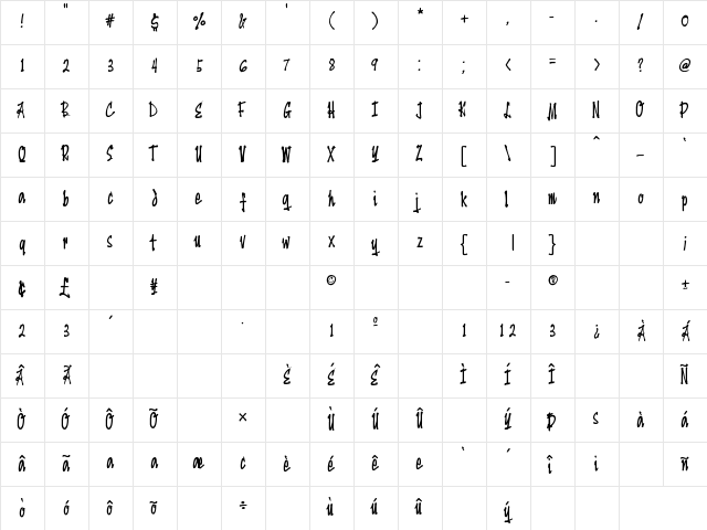 YenGee Regular  glyph index