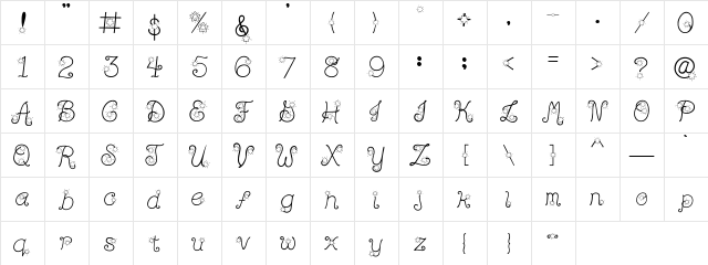 Clipz Stardust Regular  glyph index