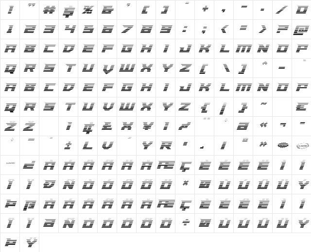 Paladins Gradient Regular  glyph index
