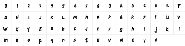 BORUDE FREE Regular  glyph index