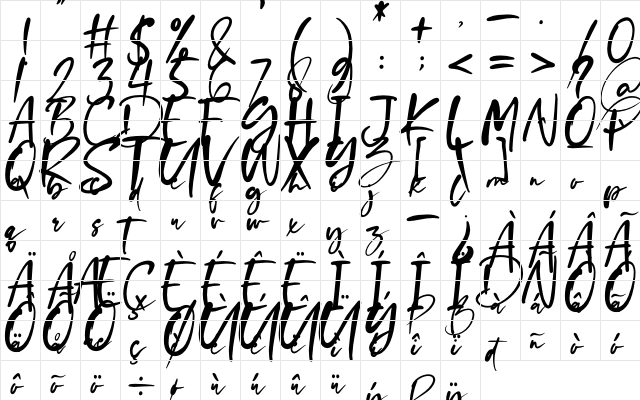 olive Regular  glyph index