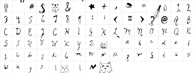 Star Cat Regular  glyph index