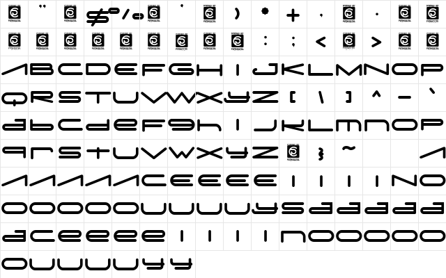 Digitechno FreeVersion  glyph index