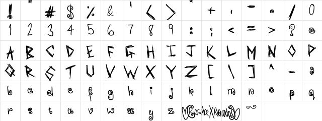 SASUnaru Regular  glyph index