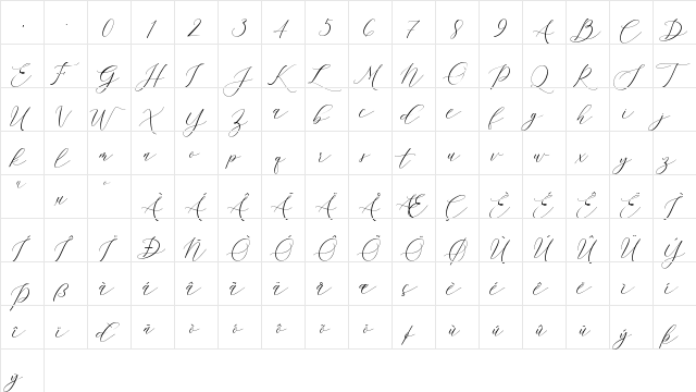 Larosa Regular  glyph index