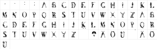 ManFont Regular  glyph index