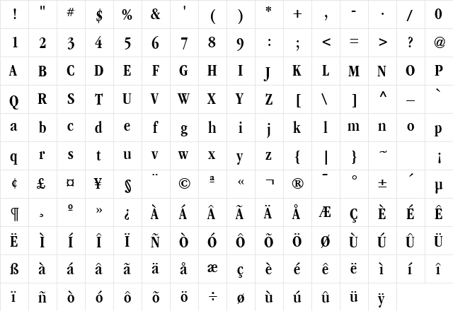 GarryMondrianCond5 SBldSH  glyph index